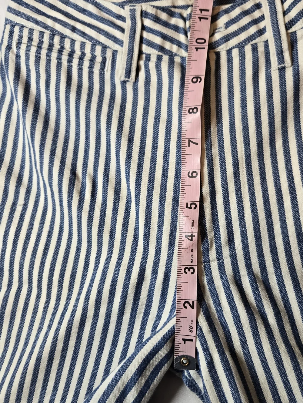 Madewell Emmett Wide-Leg Crop Pants Railroad Stripe Blue & White 27x24 - Picture 6 of 10